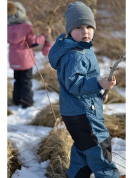 Naujiena! Ducksday vaikiškas žiemos kombinezonas RANGER 98-116 cm. Spalva mėlyna su printu